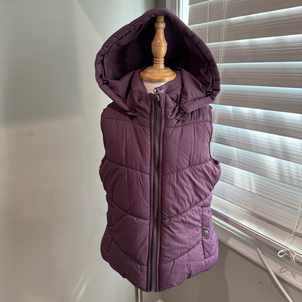 Zara Girls Quilted Purple Hooded Puffer Vest
